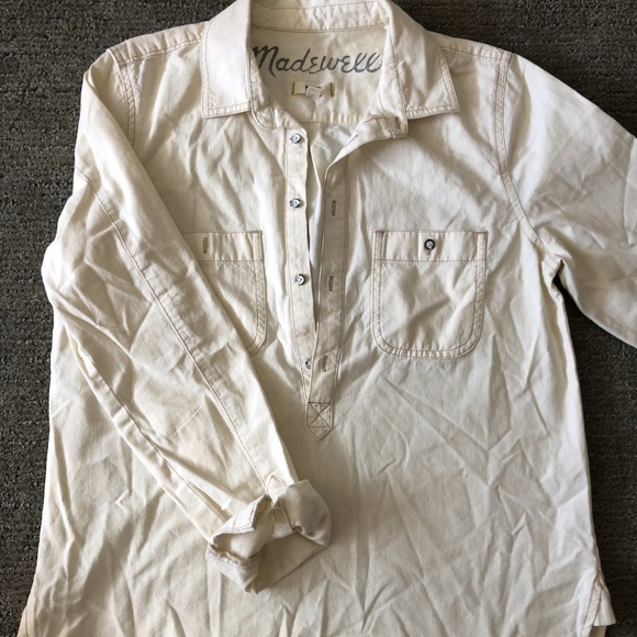 Madewell Cream Denim 1/4 button down - Picture 3 of 7